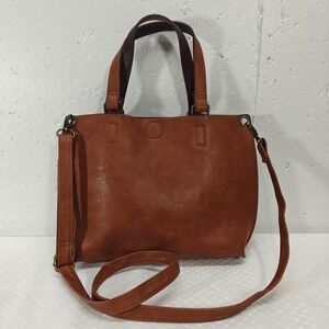 VTG GH Bass & Co Faux Leather Brown Bag Attached Burgundy Wallet Purse Crossbody